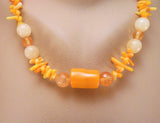yellow coral with yellow jade and citrine gold vermeil necklace set