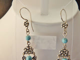 blue magnesite and bali sterling chandelier earrings