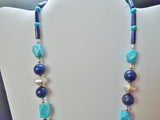 egyptian queen pendant lapis and turquoise silver necklace