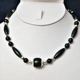 dark green nephrite jade and sterling necklace