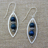 azurite and sterling marquis connectors earrings