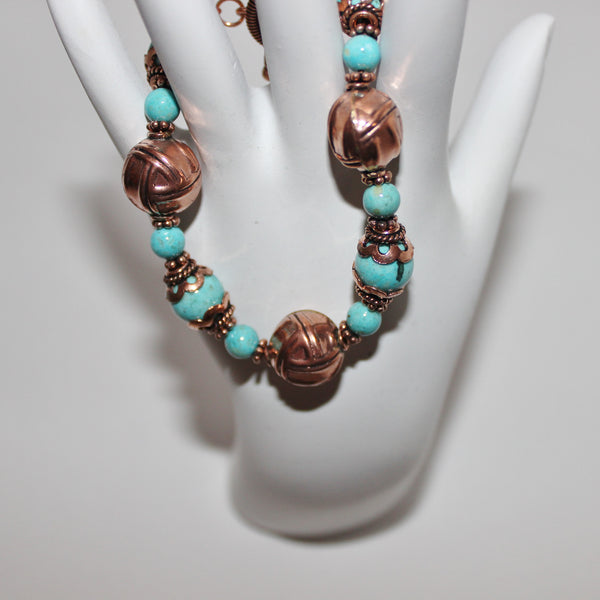 Turquoise & Copper Necklace/Bracelet - Carmen Q