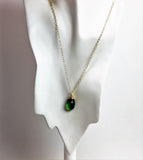 swarovski green teardrop gold filled wrapped pendant necklace set