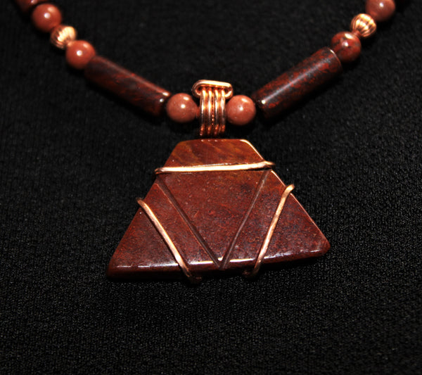 Men's or Women's Unique Red Jasper and Copper Necklace