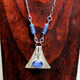 sterling and blue kyanite pendant necklace and earrings