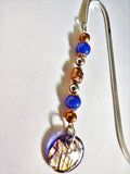 cobalt blue beads with copper and silver beaded bookmark