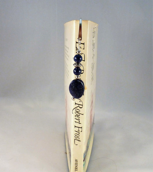 Cornflower Dried Flower Sphere Bookmark. Rod 12 Cm Silver. 