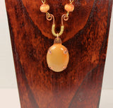 sun agate pendant and beads with copper and brass on copper chain