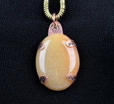 sun agate pendant and beads with copper and brass on copper chain