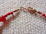 red agate & black lava copper necklace and earring set