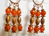red agate copper chandelier earrings