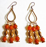 red agate copper chandelier earrings