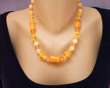 yellow coral with yellow jade and citrine gold vermeil necklace set