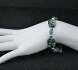 ruby zoisite, green aventurine silver bracelet