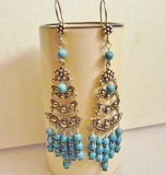 blue magnesite and bali sterling chandelier earrings