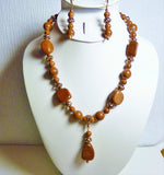 goldstone, jasper and copper necklace set