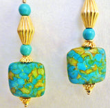 turquoise and bali 24k gold vermeil earrings
