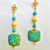 turquoise and bali 24k gold vermeil earrings
