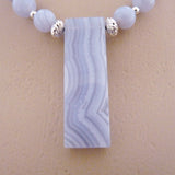 genuine blue lace agate and sterling necklace and earring set