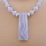 genuine blue lace agate and sterling necklace and earring set
