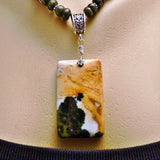 ocean jasper pendant nephrite jade and silver necklace and earring set