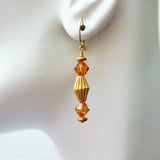 swarovski topaz teardrop pendant on gold filled chain with earrings