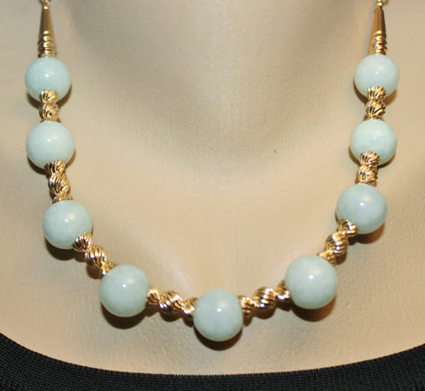 apple green natural jadeite jade and gold filled necklace