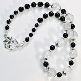 faceted clear quartz and black onyx sterling necklace