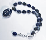 denim lapis lazuli pendant and oval beads sterling necklace
