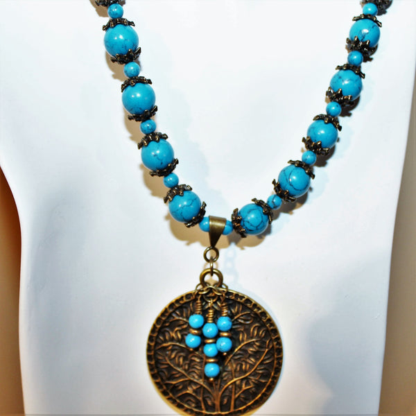 Blue Magnesite and Antiqued Brass Necklace and Earring Set – Kaminski ...