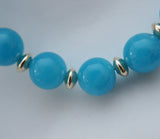 aqua blue chalcedony and gold necklace