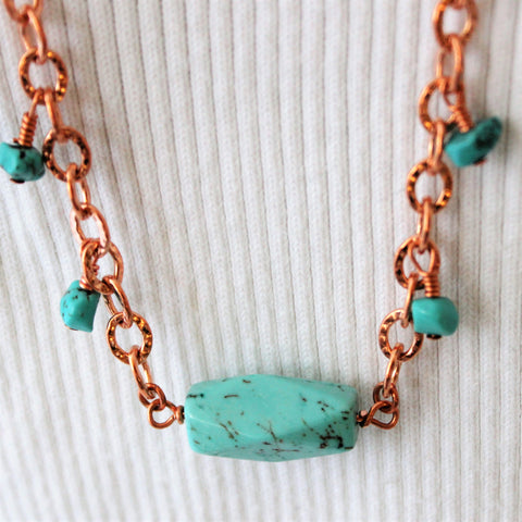 Handmade Oxidized Copper Wire Woven Turquoise Pendant Necklace – Handmade  By Christina