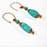 turquoise and copper dangle earrings