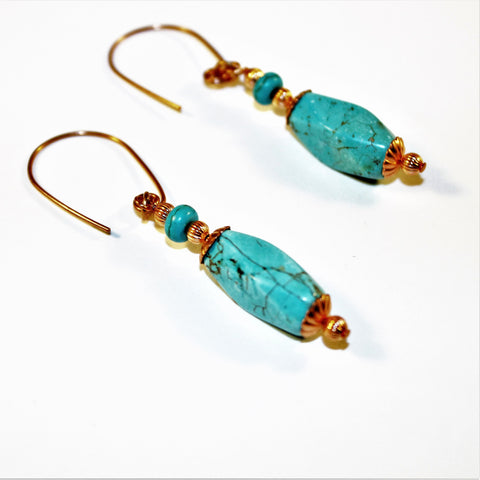 turquoise and copper dangle earrings