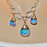 swarovski briolette crystals and sterling chain necklace and earring set