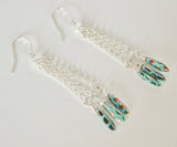 peacock czech dagger beads and sterling chain dangle earrings