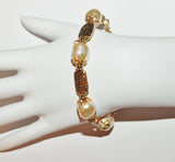 swarovski pale gold baroque crystal pearls and gold plated bracelet