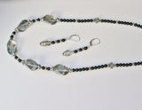 swarovski black diamond onyx and bali sterling necklace and earring set