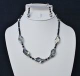 swarovski black diamond onyx and bali sterling necklace and earring set