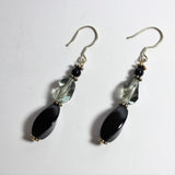 swarovski black diamond cubist crystals, onyx and bali sterling earrings
