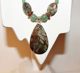 african green opal pendant and beads with aventurine red agate on sterling set