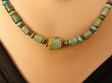 men’s or women’s  green turquoise and copper necklace