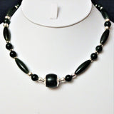 dark green nephrite jade and sterling necklace