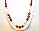 bordeaux crystal pearls and gold filled necklace and earrings