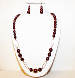 bordeaux crystal pearls and gold filled necklace and earrings