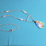 swarovski ab crystal teardrop pendant with ab crystals on sterling chain