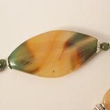 orange and green agate olivary pendant,green indian agate and orange iron quartz necklace