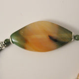 orange and green agate olivary pendant,green indian agate and orange iron quartz necklace