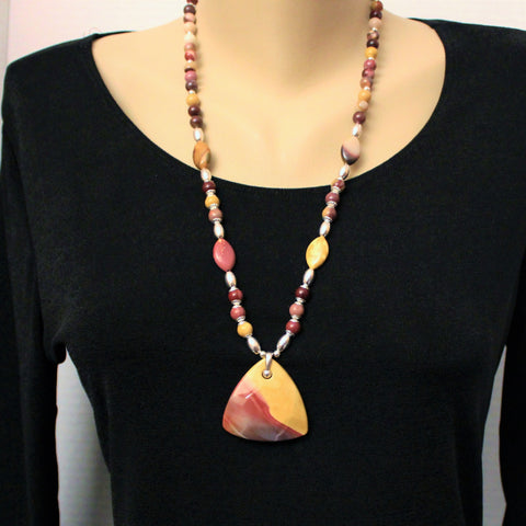 australian mookaite jasper triangular pendant and sterling necklace