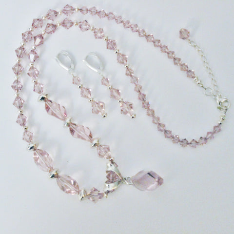 Swarovski Crystal Bead Necklace on Sterling Silver Chain